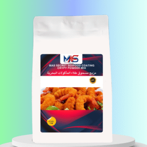 MAS Secret Seafood Coating Mix pack displaying crispy breaded seafood, 1 kg