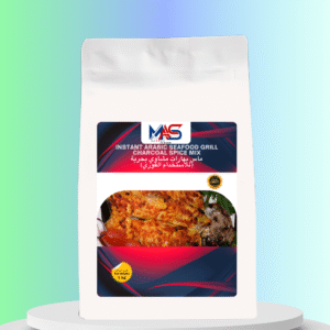 MAS Secret Instant Arabic Seafood Grill Charcoal Spice Mix pack with grilled seafood, 1 kg